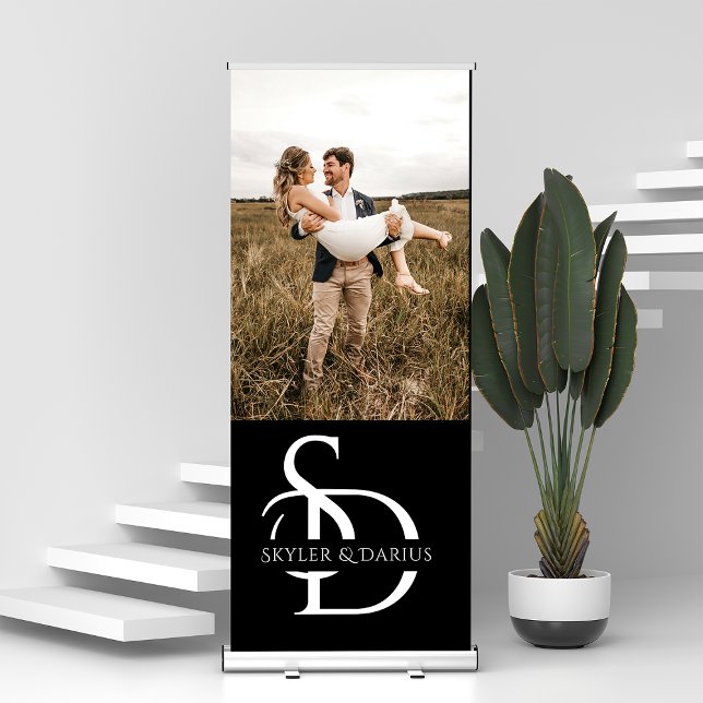 Simple Wedding Monogram Personalised Photo Retractable Banner (Creator Uploaded)