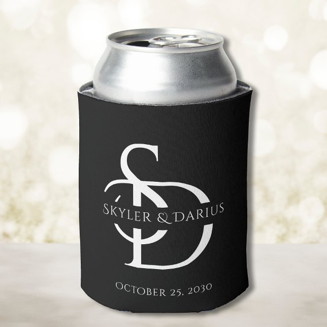 Simple Wedding Monogram Personalised With Name Can Cooler (Creator Uploaded)