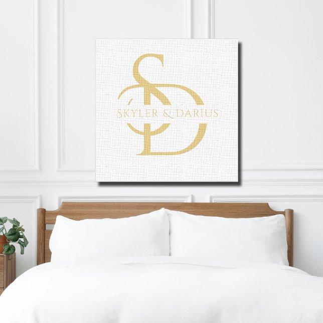 Simple Wedding Monogram Personalised With Name Canvas Print (Creator Uploaded)