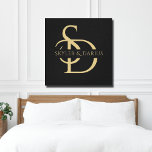 Simple Wedding Monogram Personalised With Name Canvas Print<br><div class="desc">Create a lasting memory of love with our Black And Gold Simple Wedding Monogram Personalised With Name Canvas Print. This beautifully designed wall art features a custom monogram with initials and name, making it a perfect personalised gift for couples celebrating their wedding, engagement, or even their first Christmas together. Whether...</div>