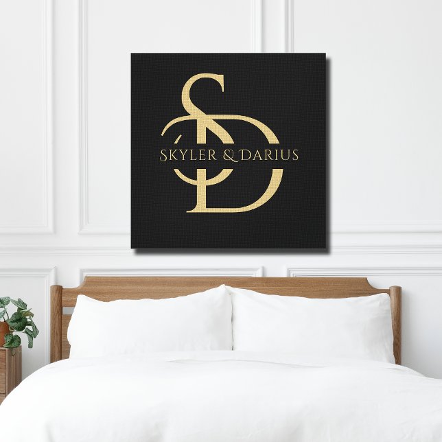 Simple Wedding Monogram Personalised With Name Canvas Print (Creator Uploaded)