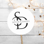 Simple Wedding Monogram Personalised With Name Classic Round Sticker<br><div class="desc">Add a personalised touch to your wedding with the Simple Wedding Monogram Personalised With Name Classic Round Sticker. These custom wedding monogram name stickers are perfect for sealing envelopes, adding flair to wedding favours, or enhancing your wedding stationery. With a simple yet elegant monogram design featuring the bride and groom’s...</div>