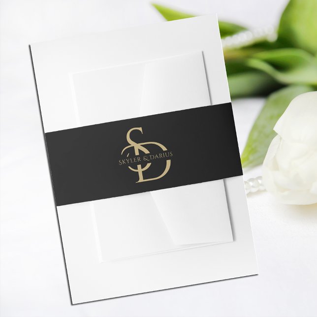 Simple Wedding Monogram Personalised With Name Invitation Belly Band (Creator Uploaded)