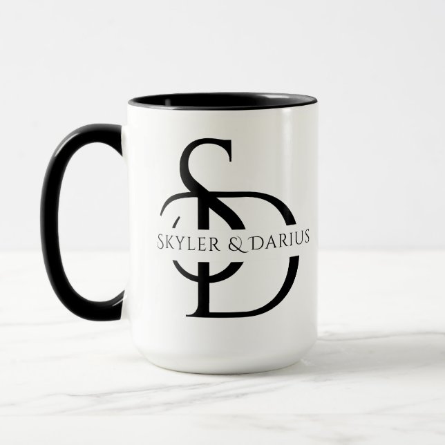 Simple Wedding Monogram Personalised With Name Mug (Left)