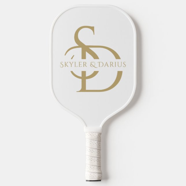 Simple Wedding Monogram Personalised With Name Pickleball Paddle (Front)