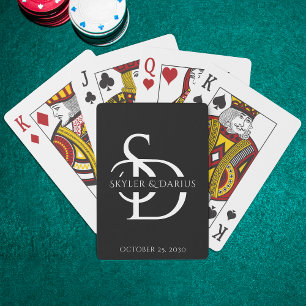 Simple Wedding Monogram Personalised With Name Playing Cards