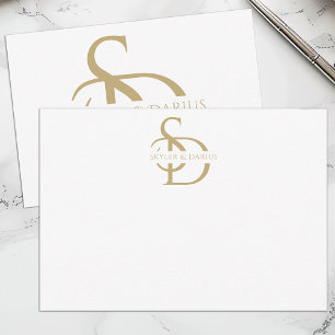 Simple Wedding Monogram Personalised With Name Thank You Card