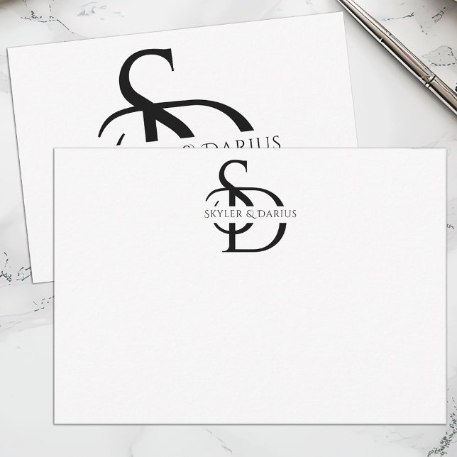 Simple Wedding Monogram Personalised With Name Thank You Card (Creator Uploaded)