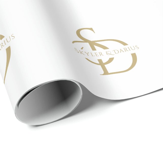 Simple Wedding Monogram Personalised With Name Wrapping Paper (Roll Corner)