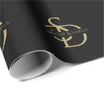 Simple Wedding Monogram Personalised With Name Wrapping Paper<br><div class="desc">Add a touch of sophistication to your special moments with our Black and Gold Simple Wedding Monogram Personalised With Name Wrapping Paper. This luxurious wrapping paper is perfect for custom engagement gifts, offering a chic and modern way to present your thoughtful wedding gifts. The striking black and gold colour scheme,...</div>