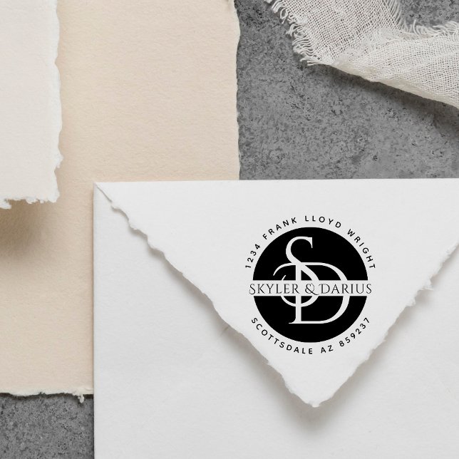 Simple Wedding Monogram Return Address Self-inking Stamp (Creator Uploaded)