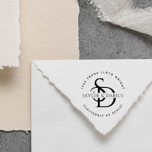 Simple Wedding Monogram Return Address Self-inking Stamp