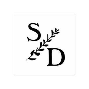 Simple wedding monogram with initials rubber stamp