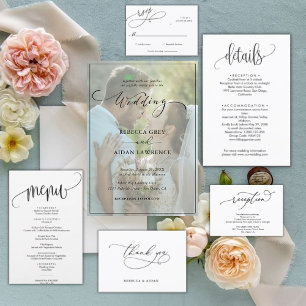 Simple wedding of black and white photographs invitation
