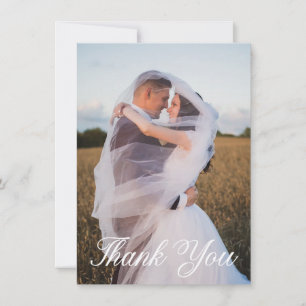 Simple Wedding Photo Add Your Greeting Thank You Card