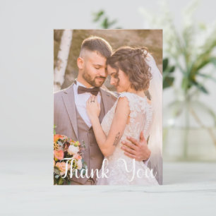 Simple Wedding Photo Add Your Greeting  Thank You Card