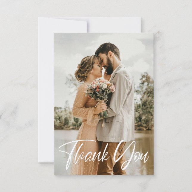 Simple Wedding Photo Add Your Greeting Thank You   Card (Front)