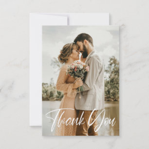 Simple Wedding Photo Add Your Greeting Thank You   Card