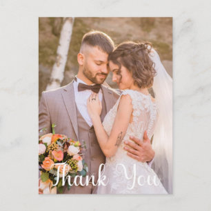 Simple Wedding Photo Add Your Greeting Thank You  Postcard
