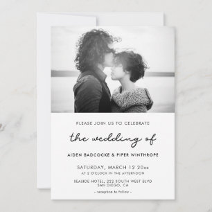 Simple wedding photo invitation