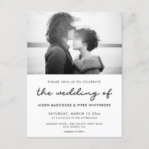 Simple wedding photo invitation postcard