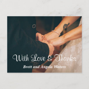 Simple Wedding Photo Love & Thanks Postcard