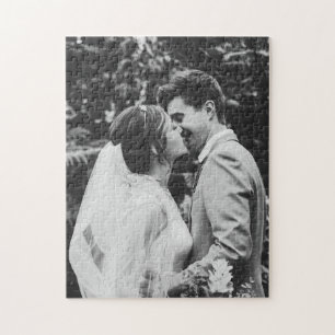 Simple Wedding Photo Newlyweds Couple Jigsaw Puzzle