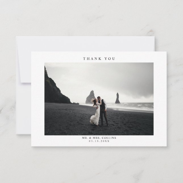 Simple Wedding Photo Thank You Card (Front)