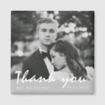 Simple Wedding Photo Thank You Favour Magnet<br><div class="desc">These modern wedding photo thank you favour magnets were designed for your black and white wedding photo. Customise with your photo, names and wedding date and mail to family and friends. A great way to say thank you and to give them a keepsake from your wedding they will cherish for...</div>