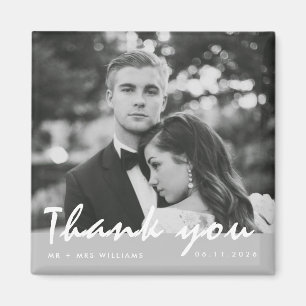 Simple Wedding Photo Thank You Favour Magnet