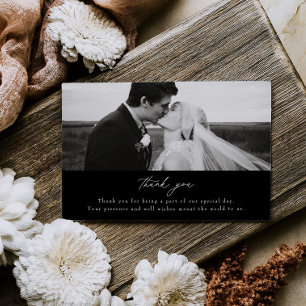 Simple Wedding Photo Thank you Flat Card