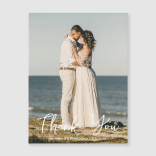 Simple Wedding Photo Thank You Magnetic Card