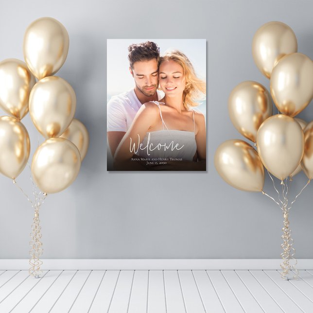 Simple Wedding Photo Welcome Sign  (Elegant calligraphy photo welcome sign)