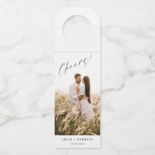 Simple Wedding Photo Wine Bottle Tag