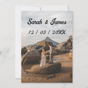 Simple Wedding Photo Wine Label Invitation
