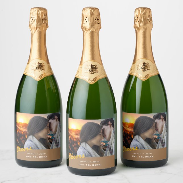 Simple Wedding Photo Wine Label  - Personalized (Bottles)