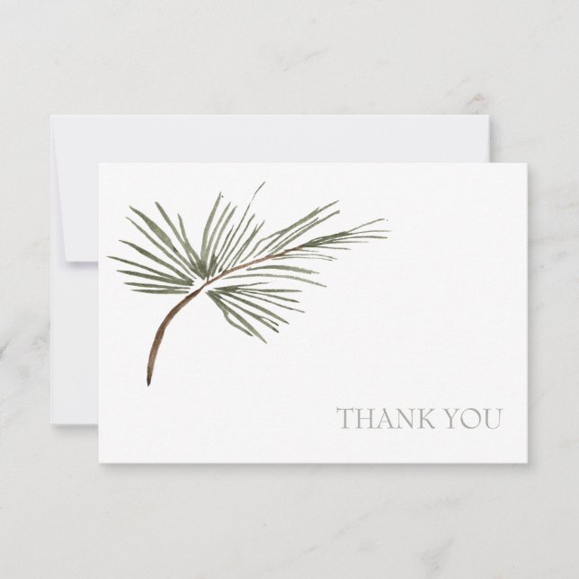 Simple Wedding Pine Bough Custom Names Thank You (Front)