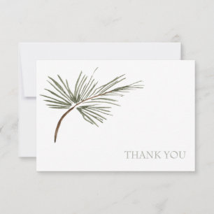 Simple Wedding Pine Bough Custom Names Thank You Card