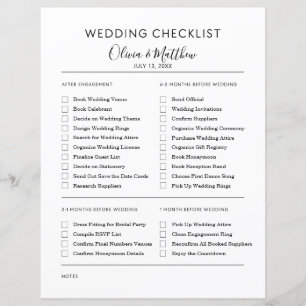 Simple Wedding Planner Checklist Personalised 