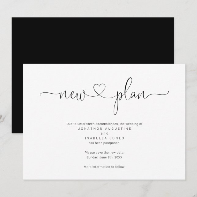 Simple Wedding Postponement Announcement (Front/Back)