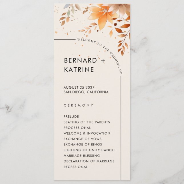 Simple  Wedding Program Programme (Front)