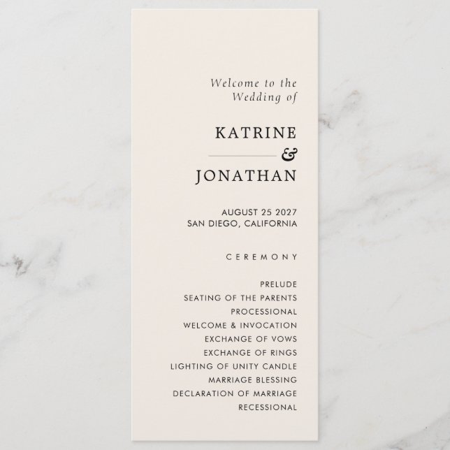 Simple  Wedding Program Programme (Front)