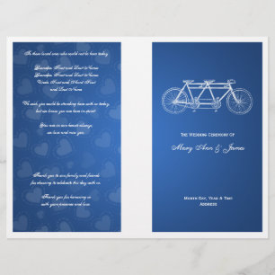 Simple Wedding Program Tandem Bike Blue