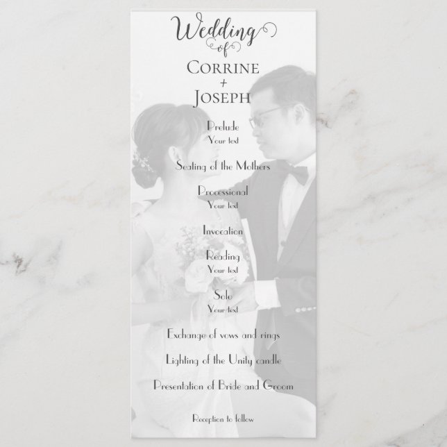 Simple Wedding Program With Photo Programme (Front)