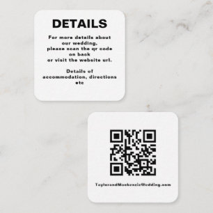 Simple Wedding QR Code Enclosure Card