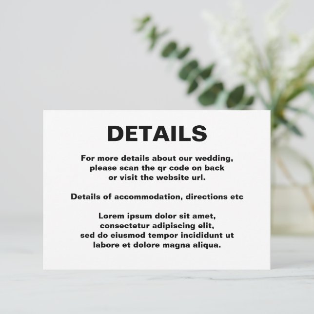 Simple Wedding QR Code Enclosure Card (Standing Front)