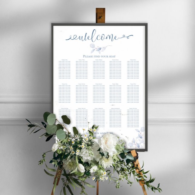 Simple Wedding Reception Seating Chart Light Blue  (Creator Uploaded)