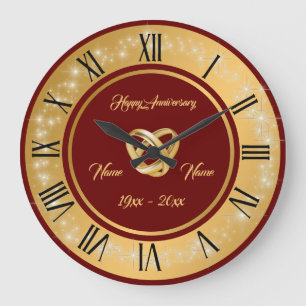Simple Wedding Rings Customise Gold Anniversary Large Clock