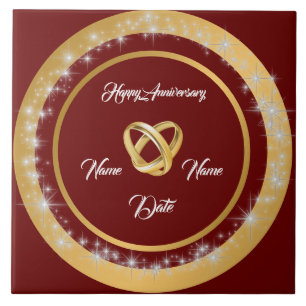 Simple Wedding Rings Customise Gold Anniversary  Tile
