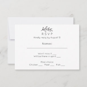 Simple wedding rsvp. Black and white response card